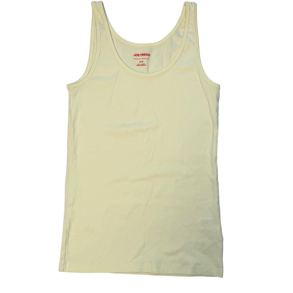 Joe Fresh Tank Top Pale Yellow Cotton Scoop Neck Minimalist Basic Normcore M